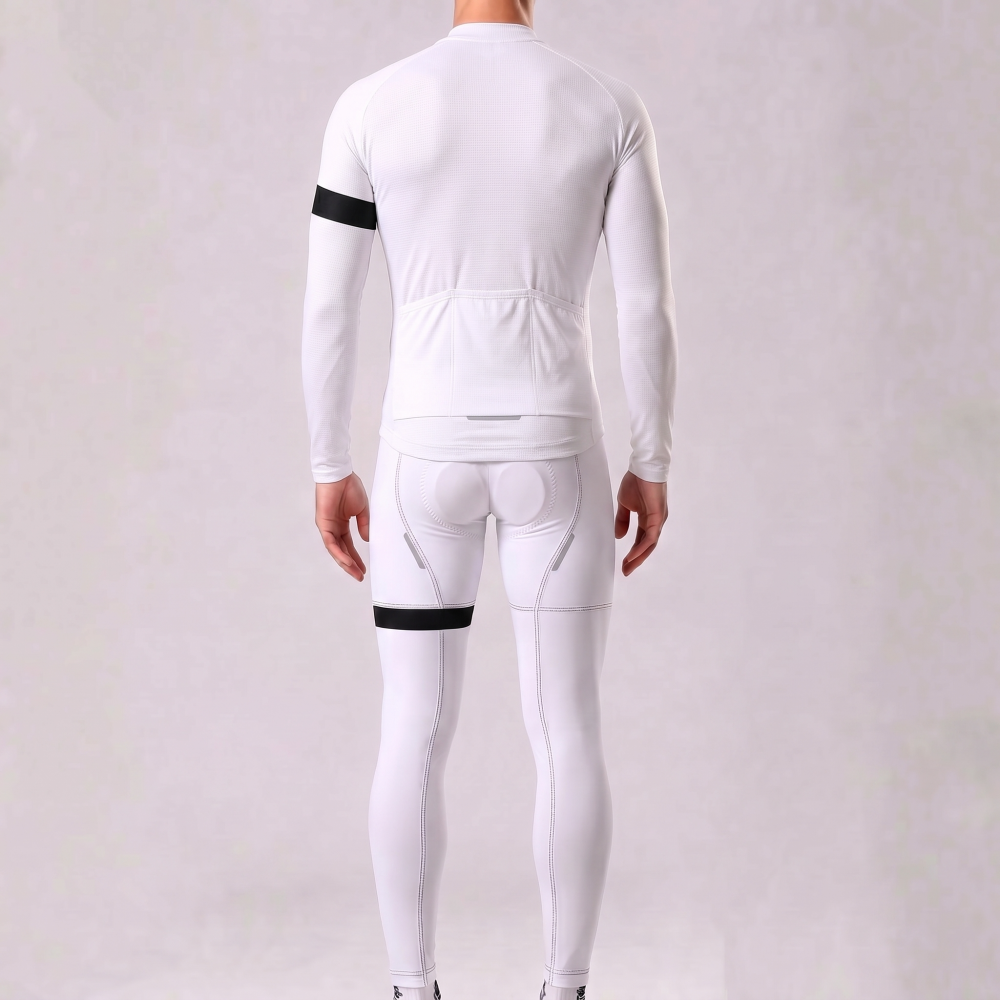 White Long Sleeves Cycling Kits