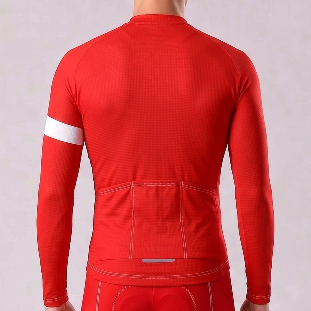 Red Long Sleeves Cycling Jersey