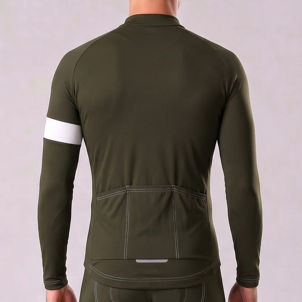 Army Green Fleece Long Cycling Jersey