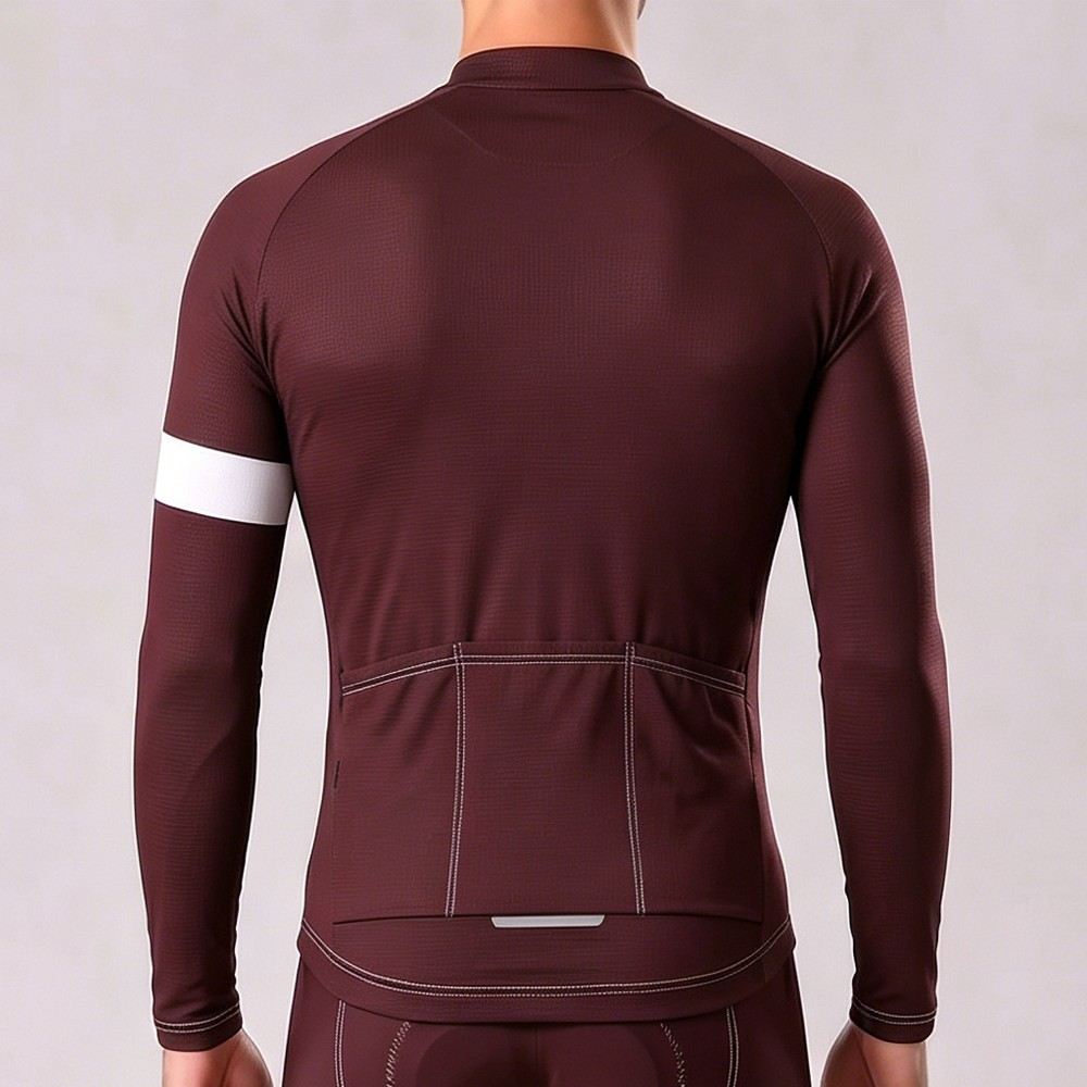 Dark Coffee Color Fleece Long Cycling Jersey