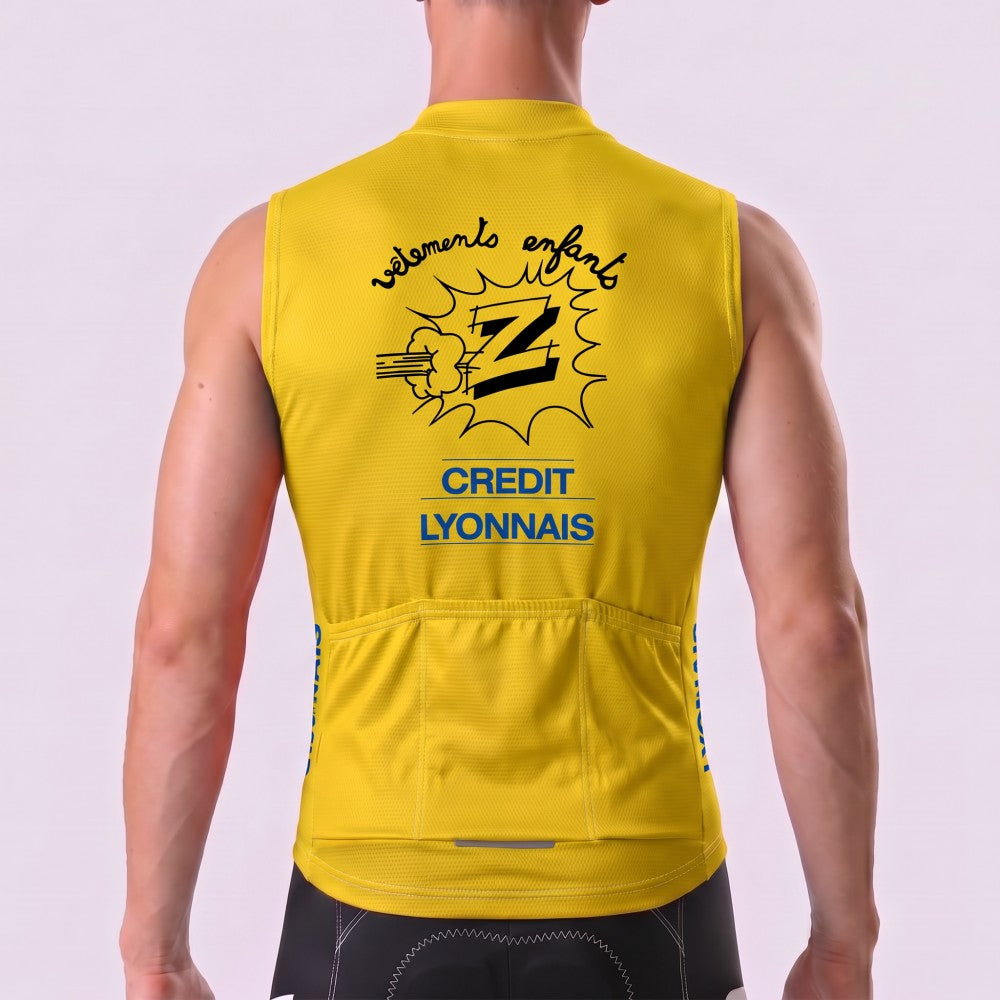 1990 Z Yellow Fleece Sleeveless Cycling Jersey