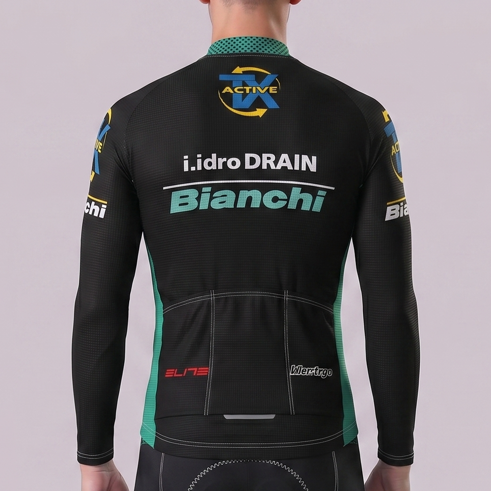Black Bianchi Fleece Long Cycling Jersey