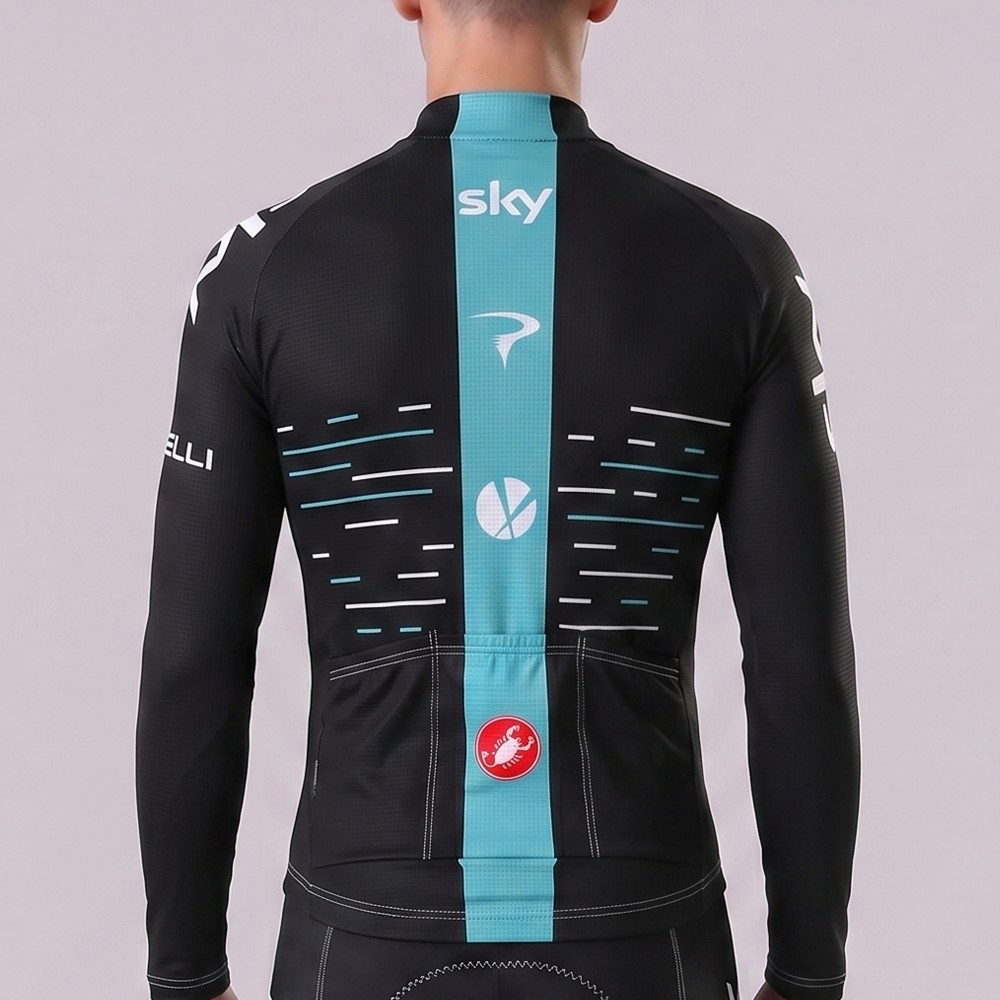 2017 Sky Castelli Long Sleeves Cycling Jersey