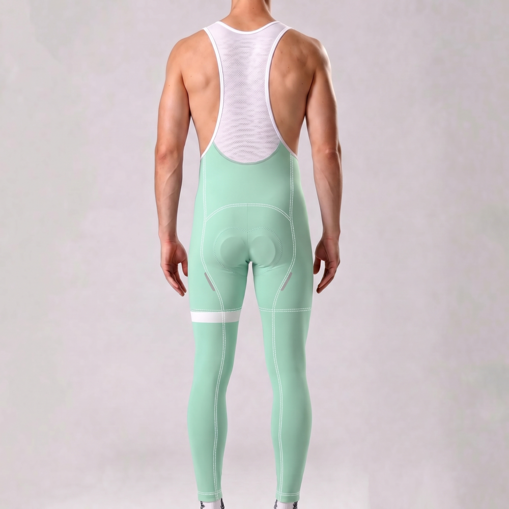 Macaron Green Fleece Bib Cycling Pants