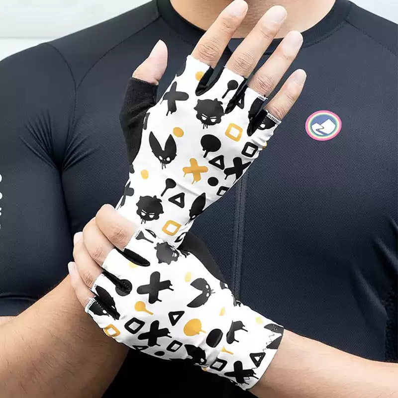 Cartoon Print Half Finger Bike Gloves