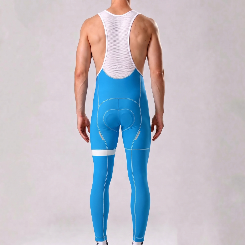 Macaron Blue Fleece Bib Cycling Pants