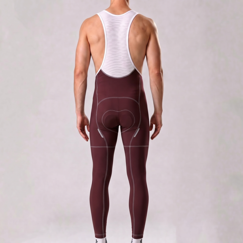 Dark Coffee Color Fleece Bib Cycling Pants