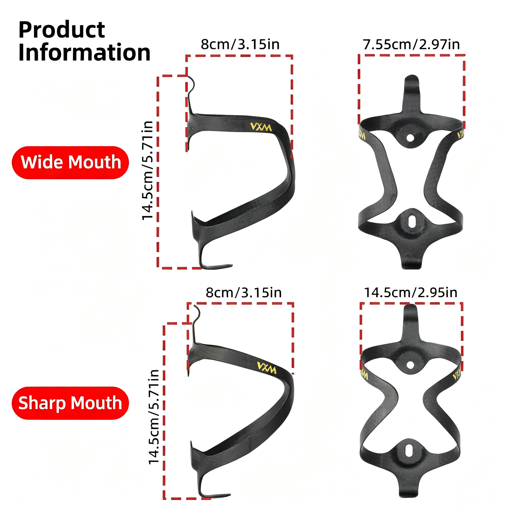 VXM Two‑Style Ultralight 3K Carbon Water Holder