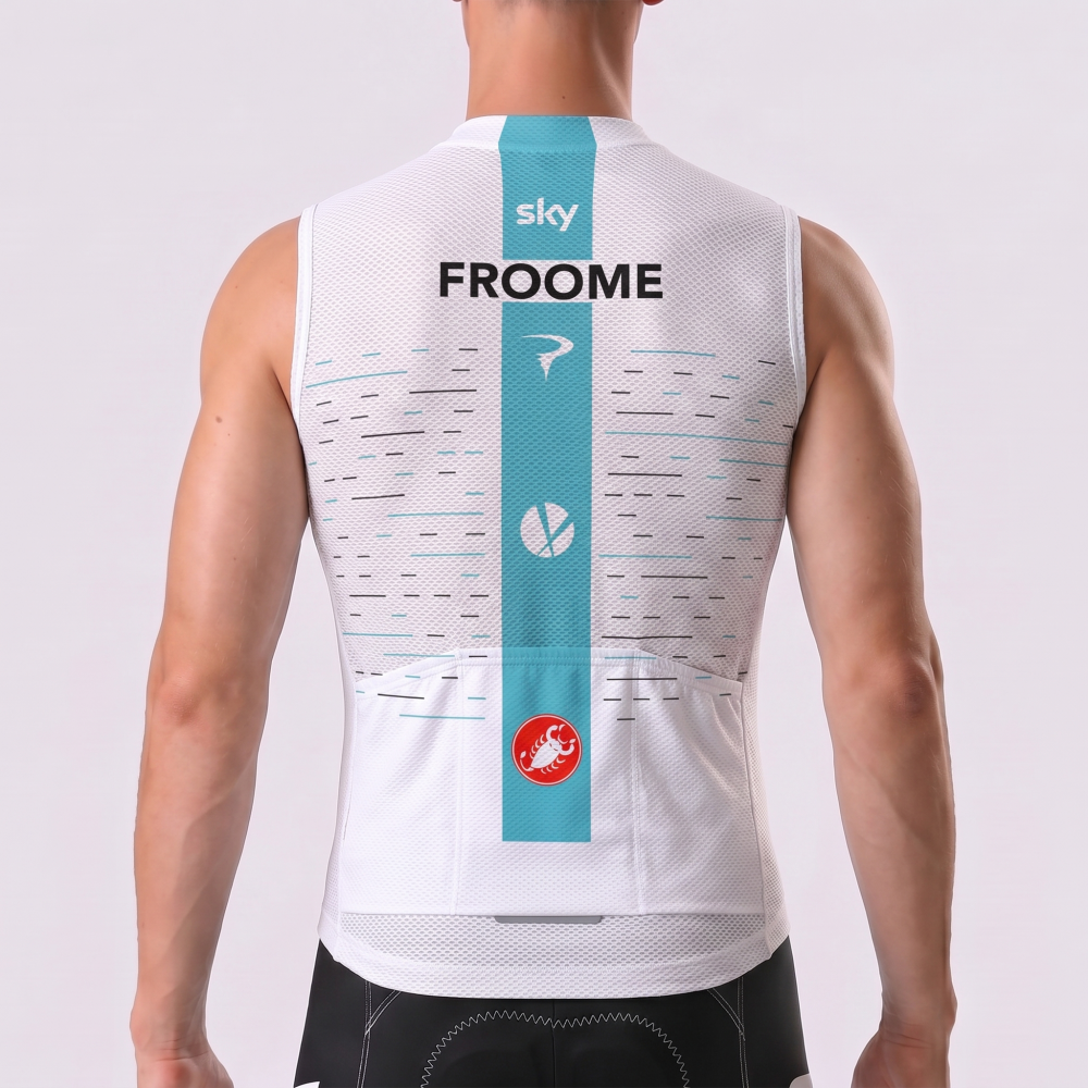 2018 Sky Data Print Windproof Sleeveless Cycling Jersey