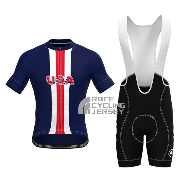 United States Blue Short Sleeves Cycling Kits