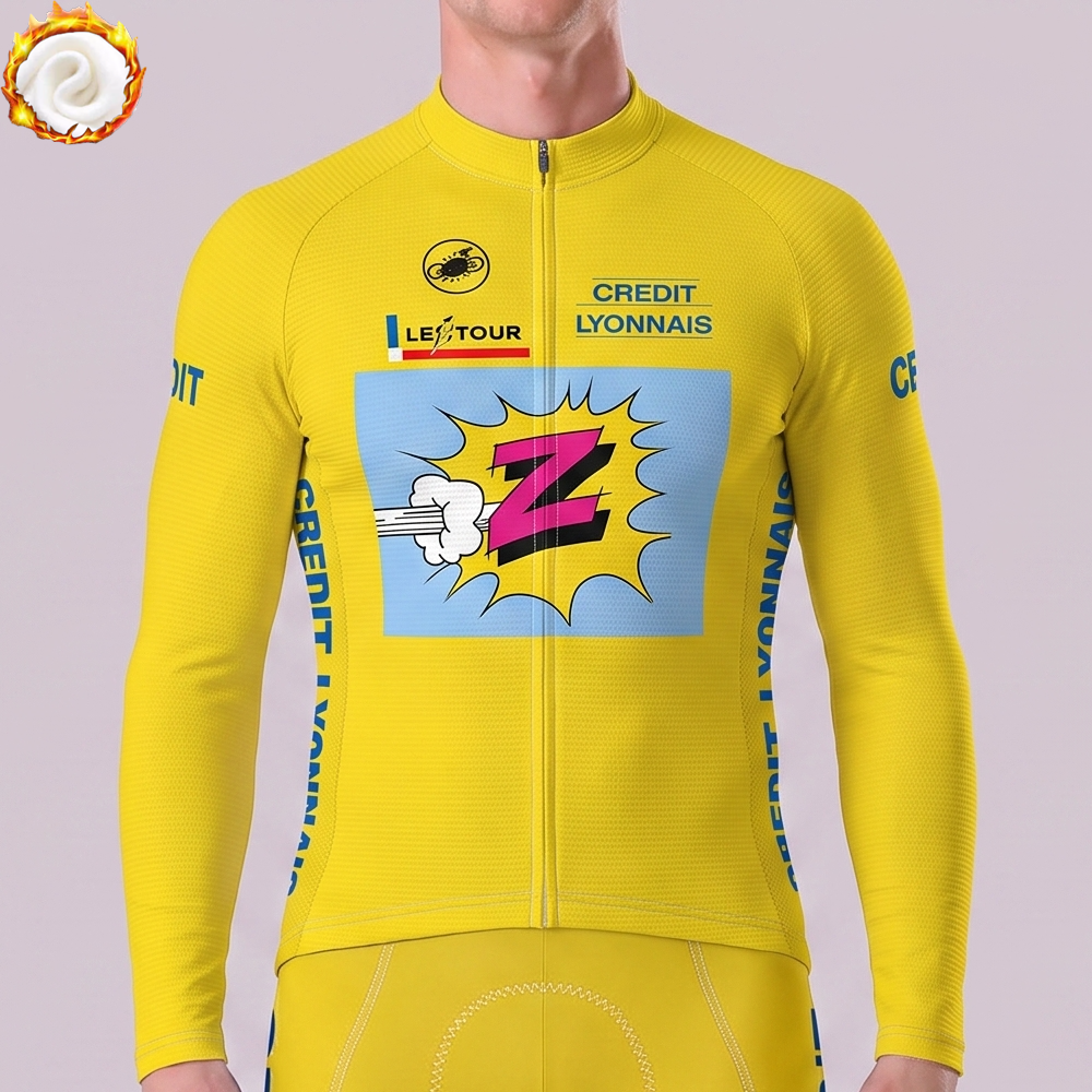 1990 Z Yellow Fleece Long Cycling Jersey