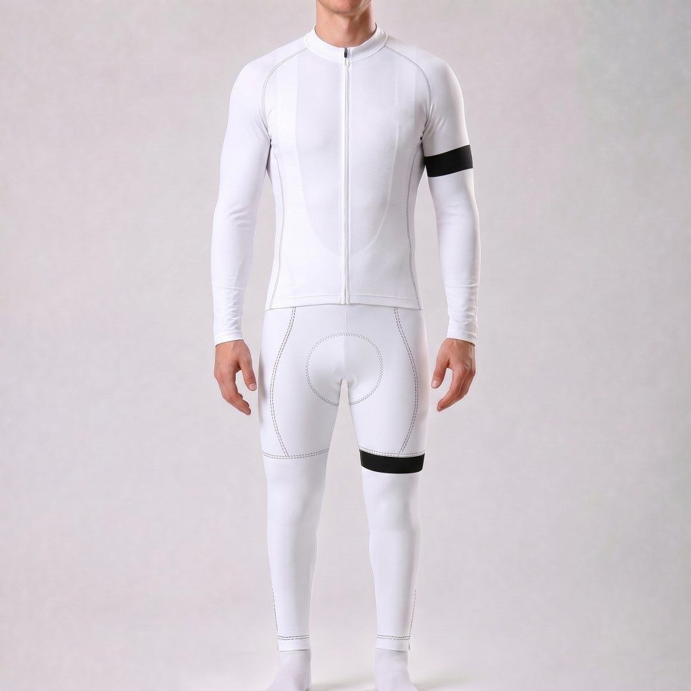 White Long Sleeves Cycling Kits