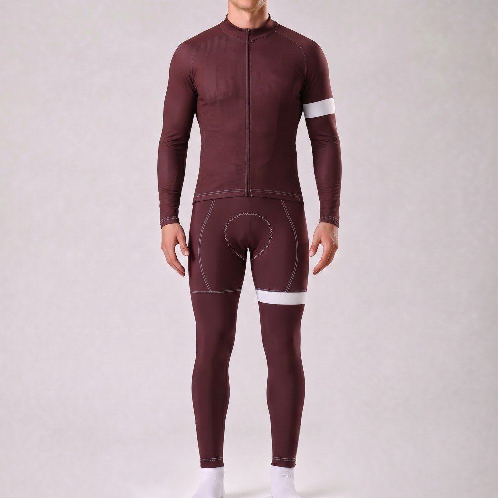 Dark Coffee Color  Long Sleeves Cycling Kits