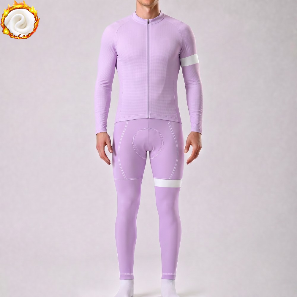Macaron purple Fleece Long Sleeves Cycling Kits