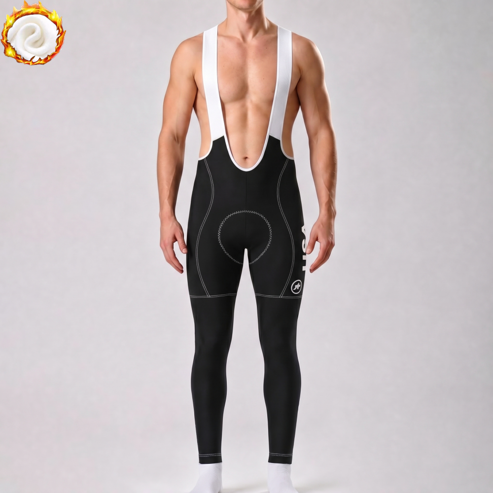 United States Blue Fleece Bib Cycling Pants