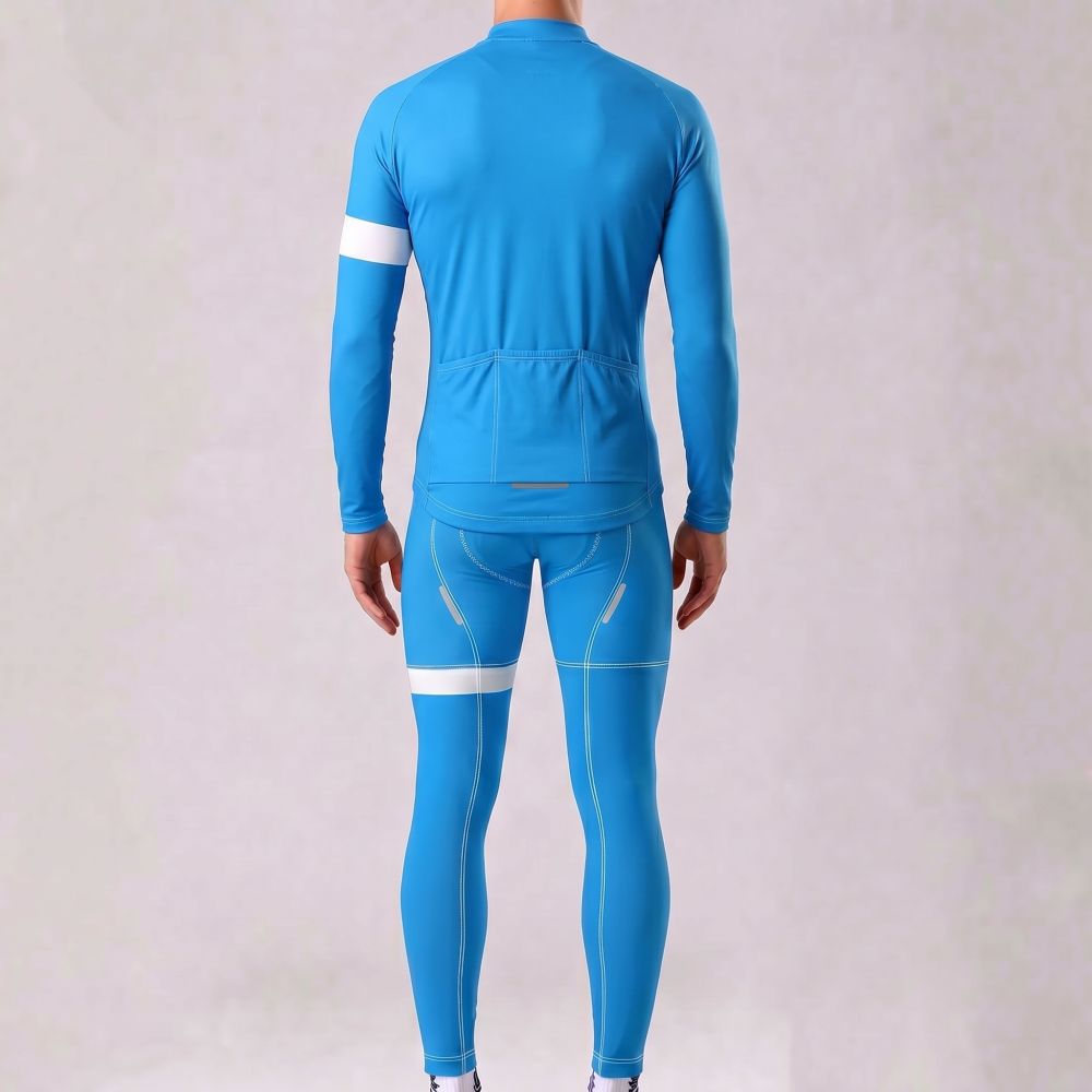 Macaron Blue Fleece Long Sleeves Cycling Kits