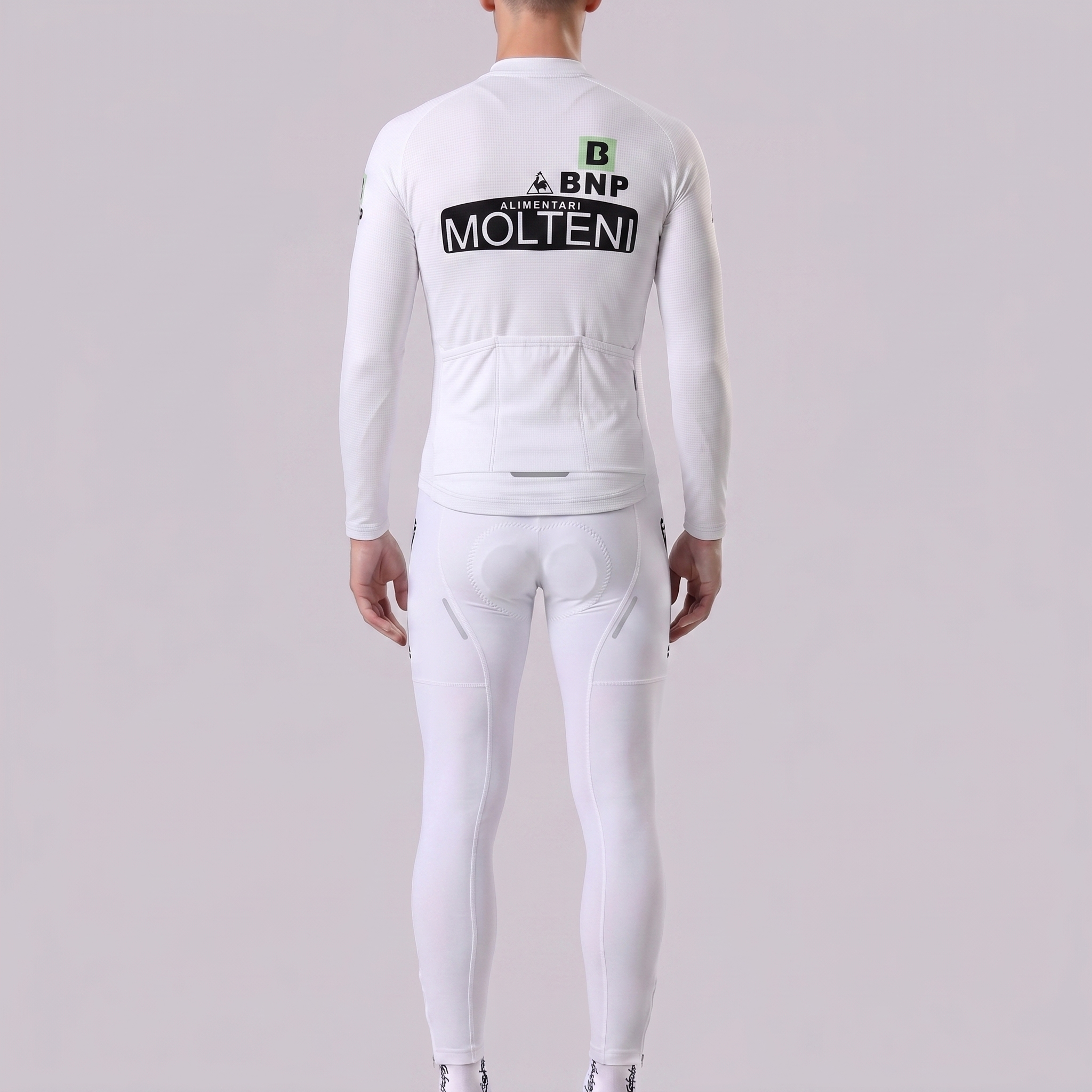 White MOLTENI Fleece Long Sleeves Cycling Kits
