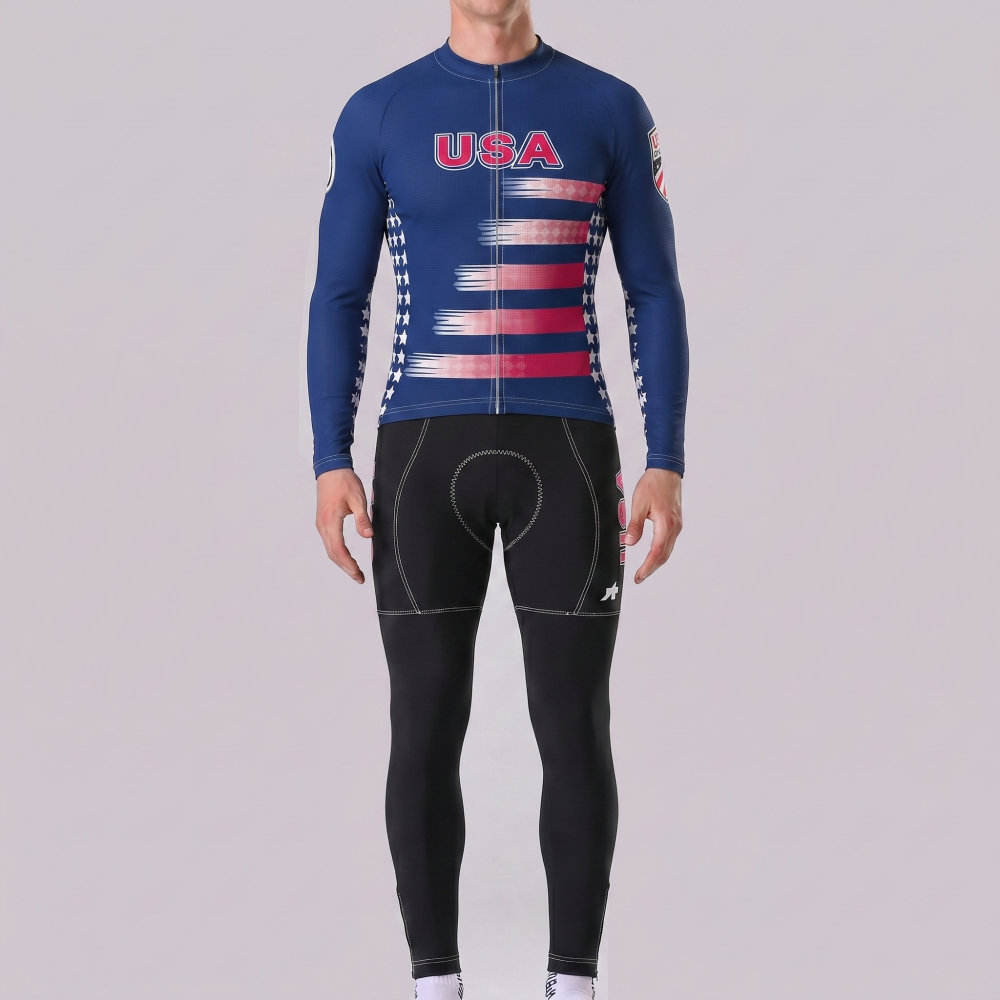 USA Stripes Long Sleeves Cycling Kits