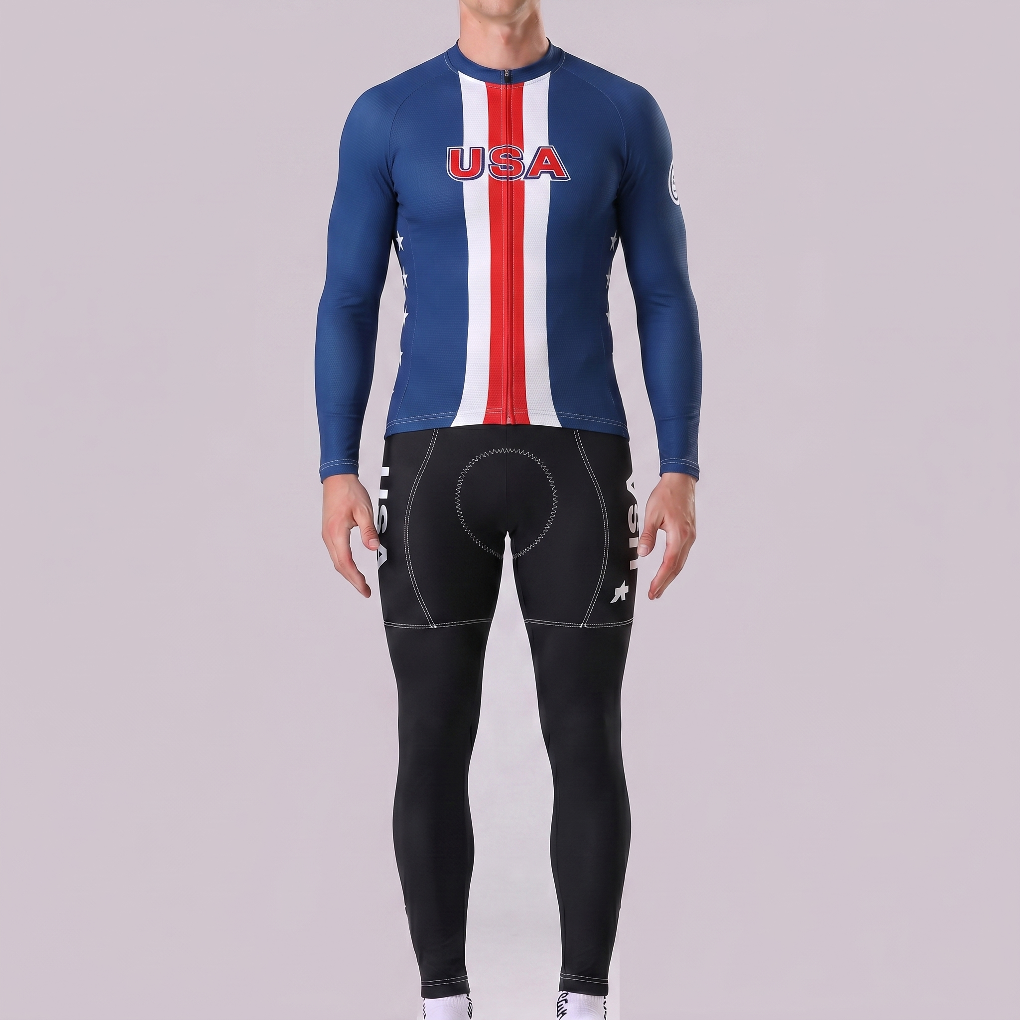USA Blue Long Sleeves Cycling Kits