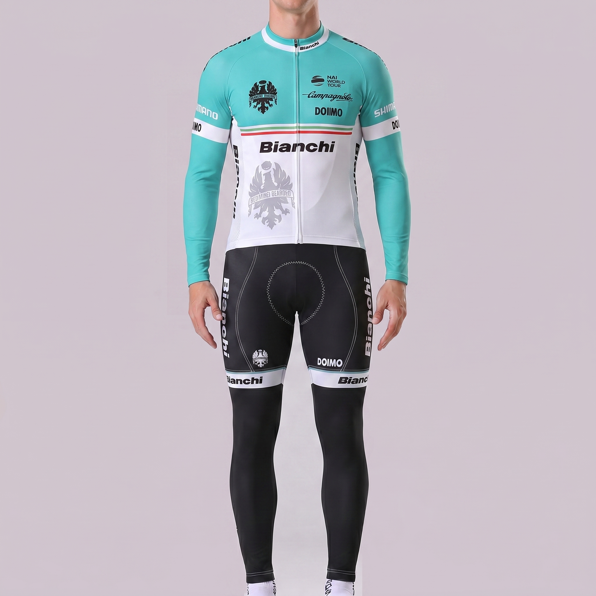 Blue Bianchi Long Sleeves Cycling Kits