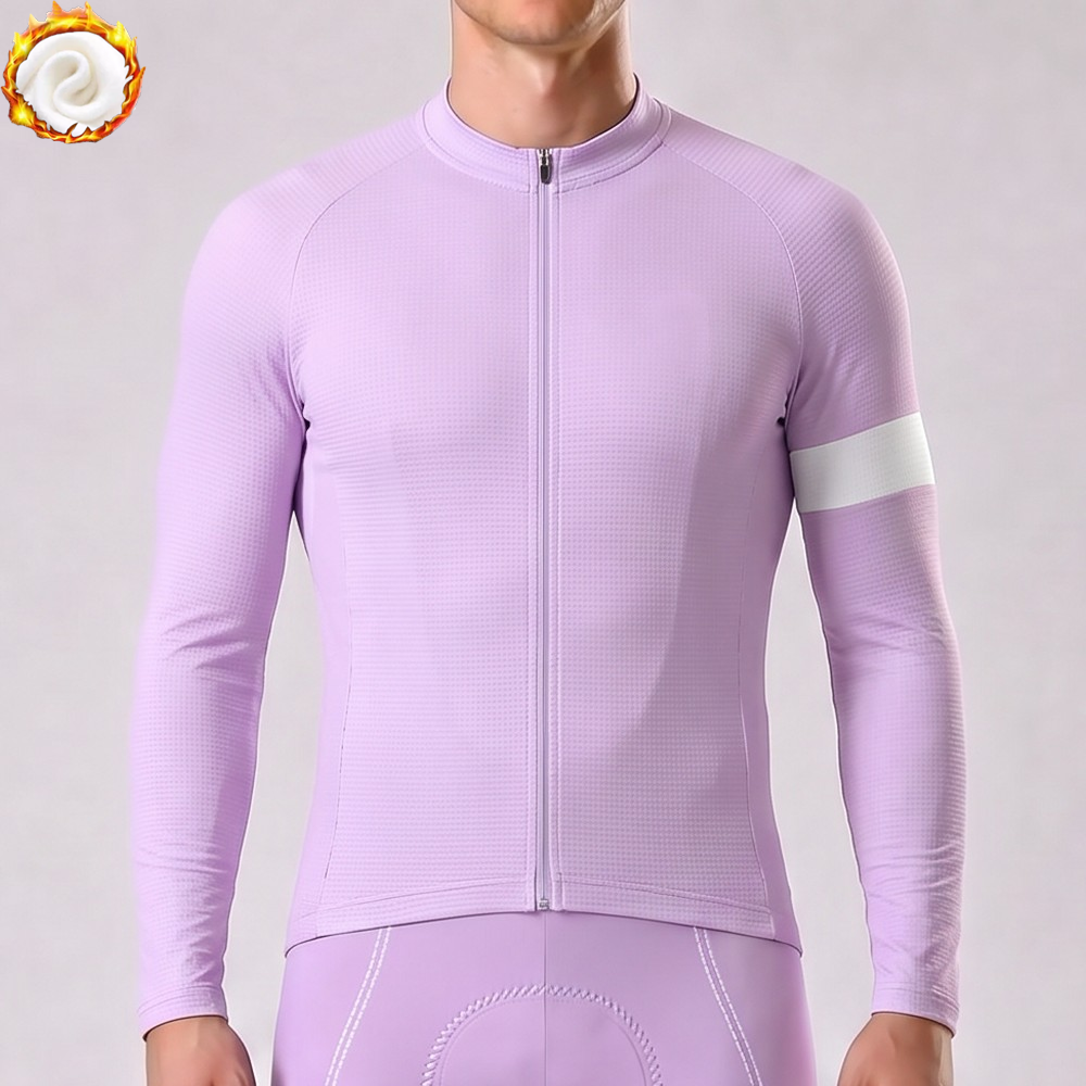 Macaron purple Fleece Long Cycling Jersey