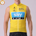2015 Sky Yellow Fleece Sleeveless Cycling Jersey