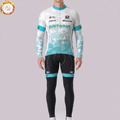 Stripes Bianchi Fleece Long Sleeves Cycling Kits