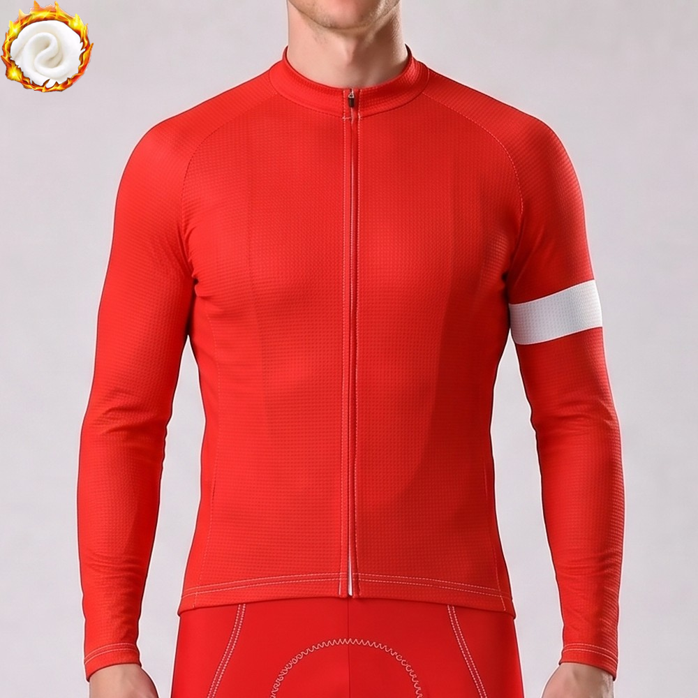 Red Fleece Long Cycling Jersey