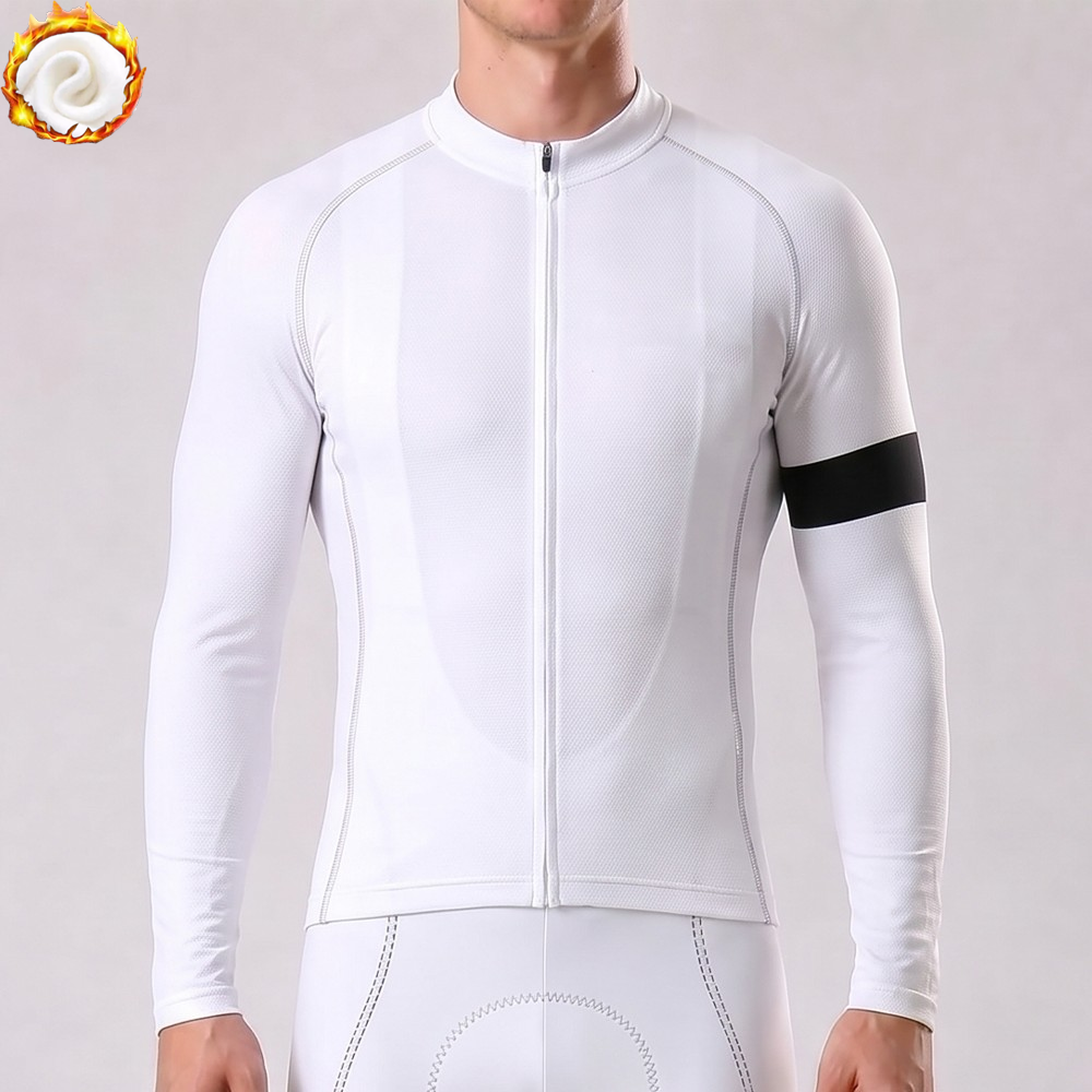 White Fleece Long Cycling Jersey