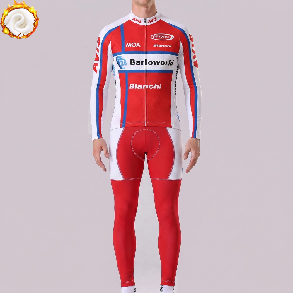 United State Red Fleece Long Sleeves Cycling Kits