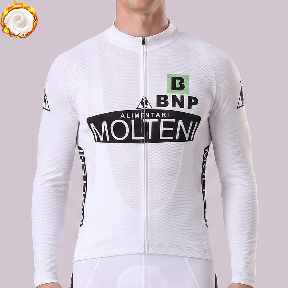 White MOLTENI Fleece Long Cycling Jersey