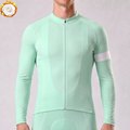 Macaron Green Fleece Long Cycling Jersey