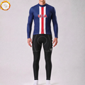 United States Blue Fleece Long Sleeves Cycling Kits