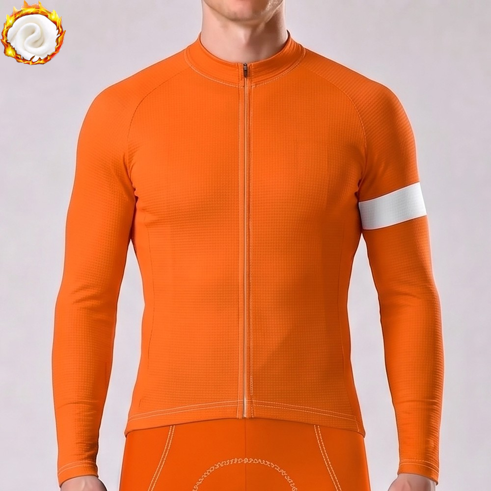 Macarons Orange Fleece Long Cycling Jersey