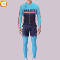 France Deep Blue Fleece Long Sleeves Cycling Kits