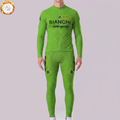 Green Bianchi Fleece Long Sleeves Cycling Kits