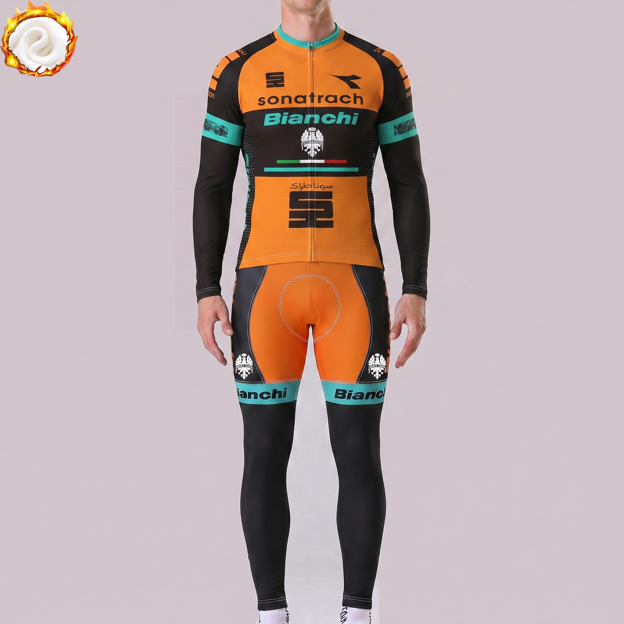 Sonatrach Bianchi Fleece Long Sleeves Cycling Kits