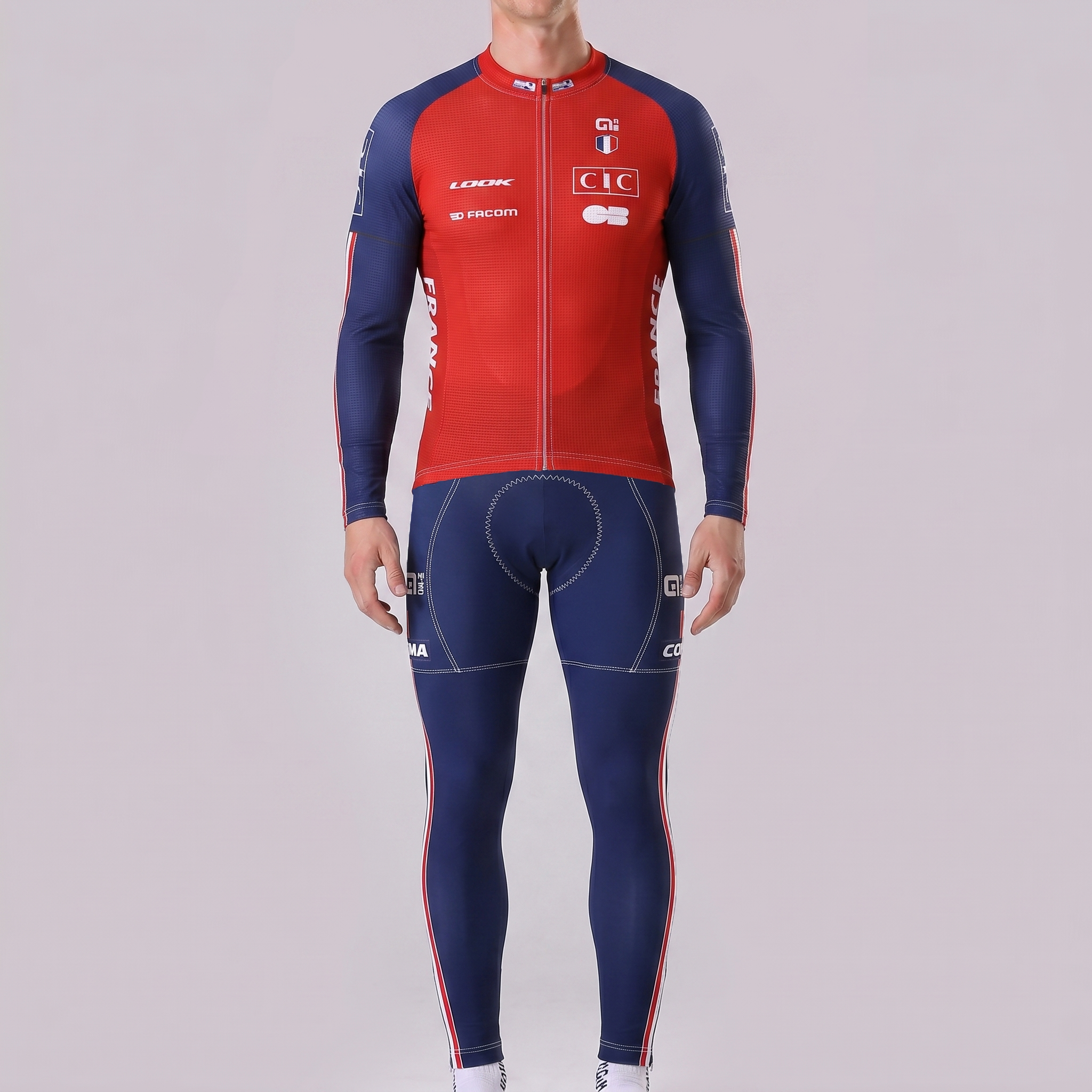 France Red Long Sleeves Cycling Kits