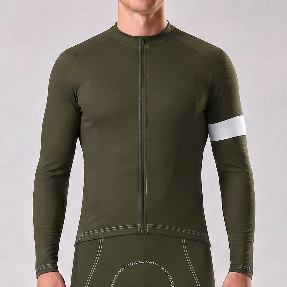 Army Green Long Sleeves Cycling Jersey