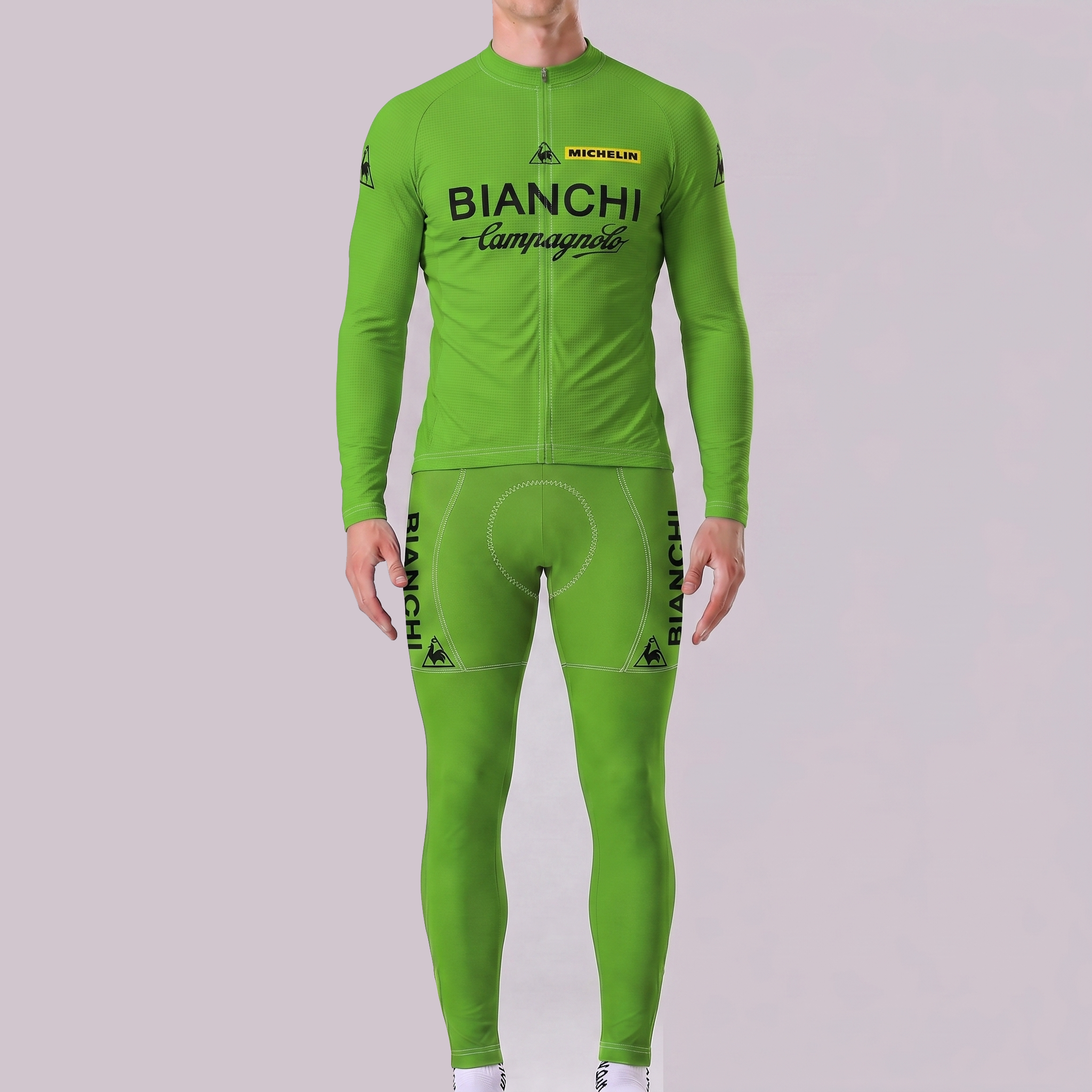 Green Bianchi Long Sleeves Cycling Kits