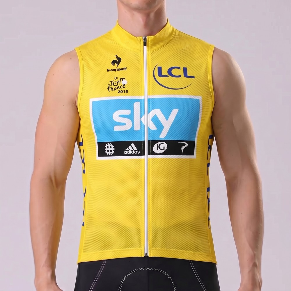 2015 Sky Yellow Sleeveless Cycling Jersey