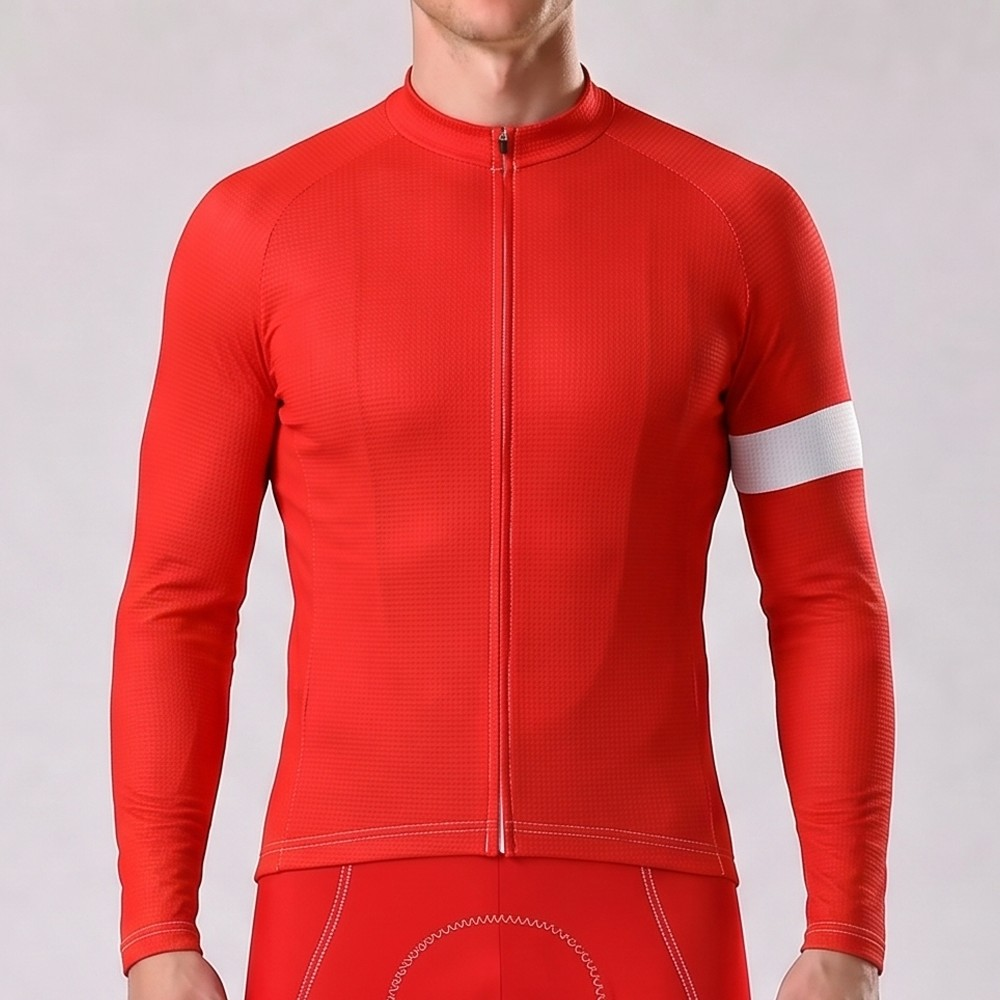 Red Long Sleeves Cycling Jersey