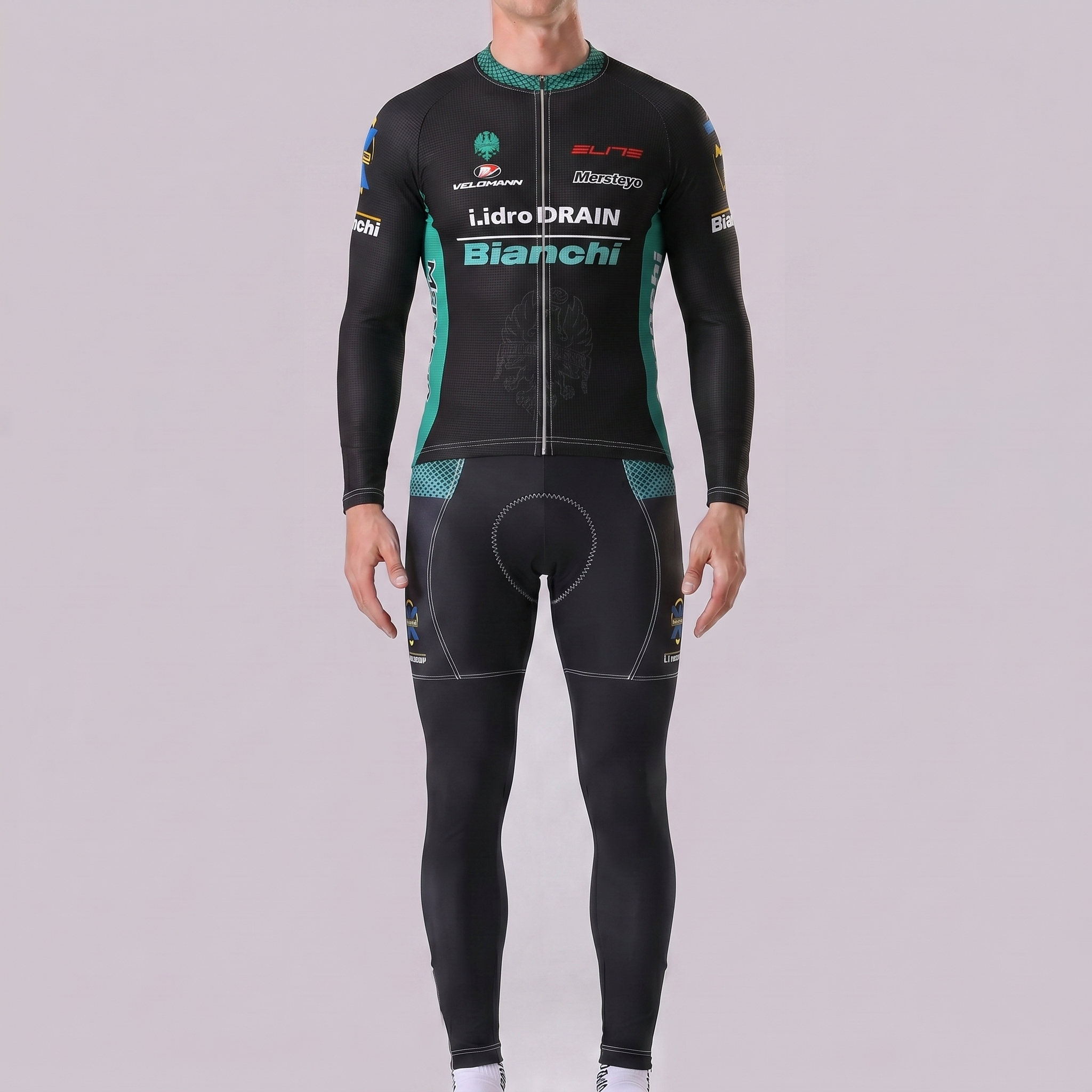 Black Bianchi Long Sleeves Cycling Kits