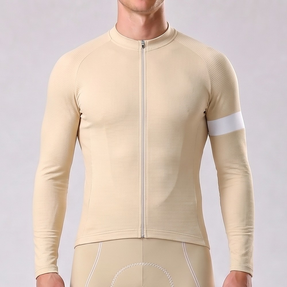 Light Khaki Long Sleeves Cycling Jersey