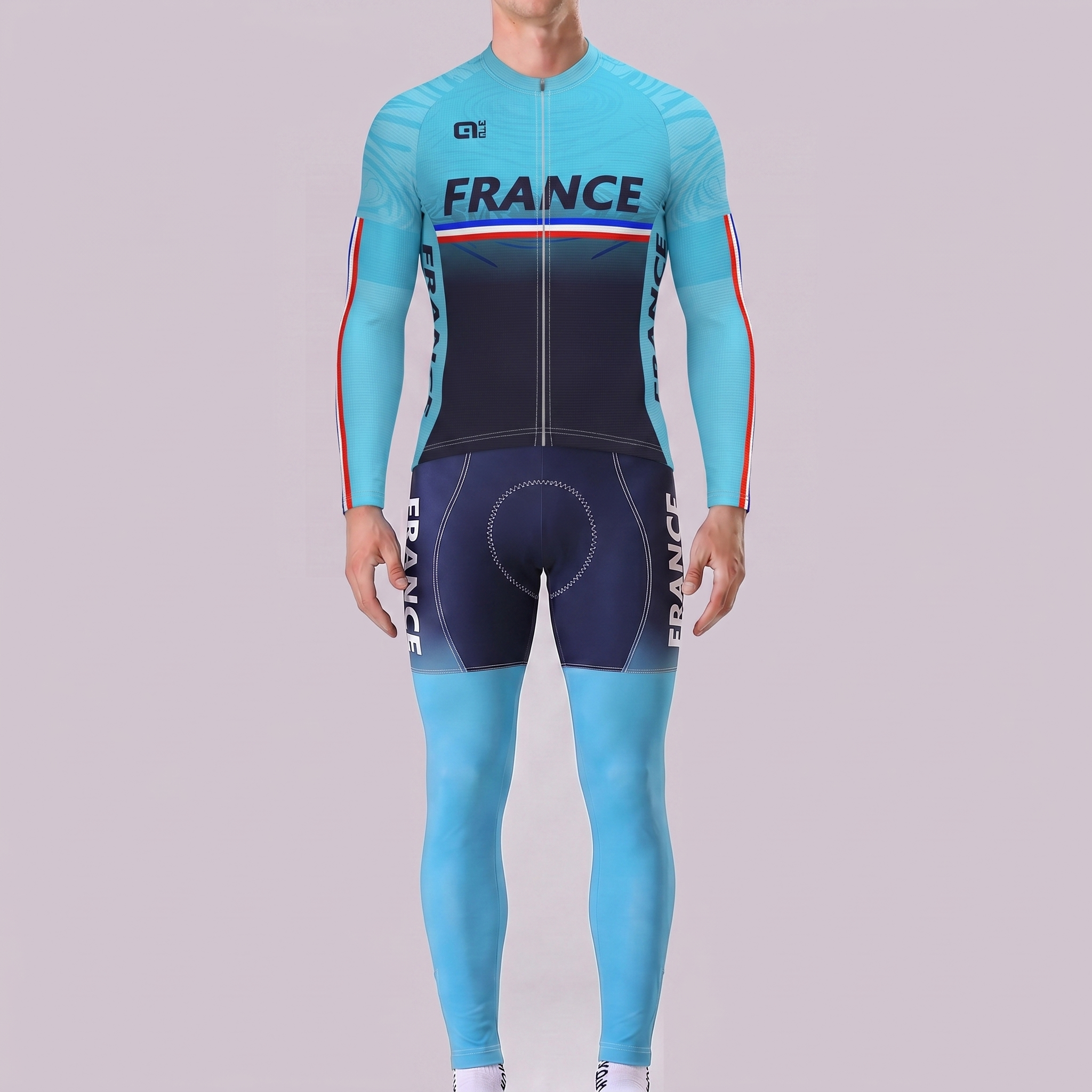 France Deep Blue Long Sleeves Cycling Kits