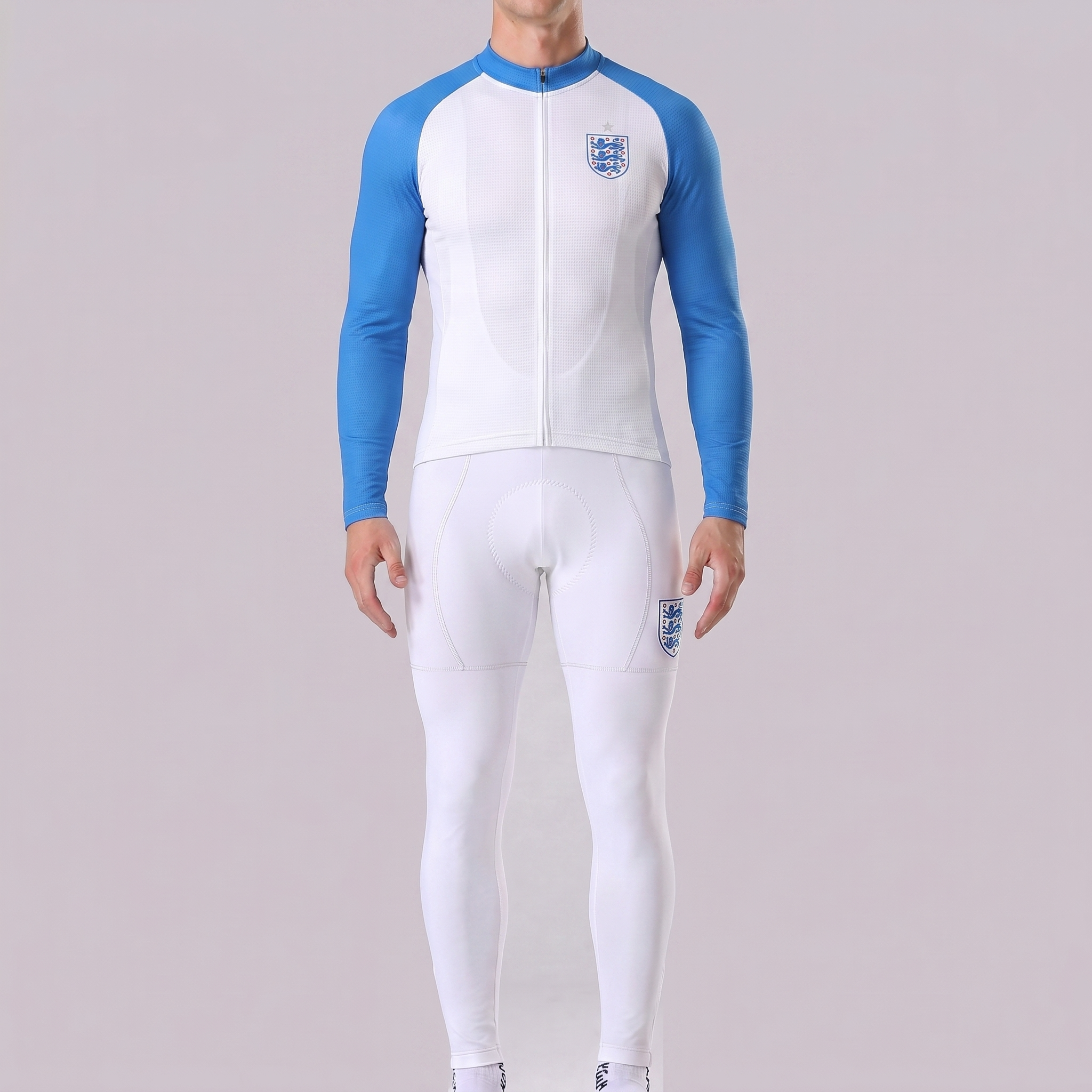 United Kingdom White Long Sleeves Cycling Kits