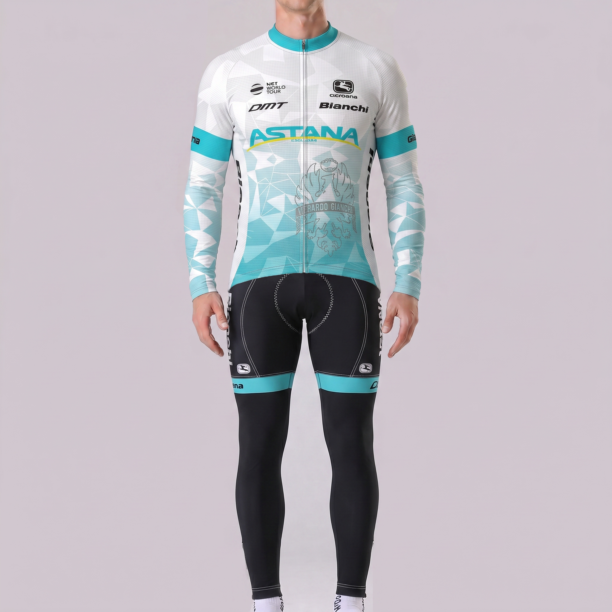 Stripes Bianchi Long Sleeves Cycling Kits