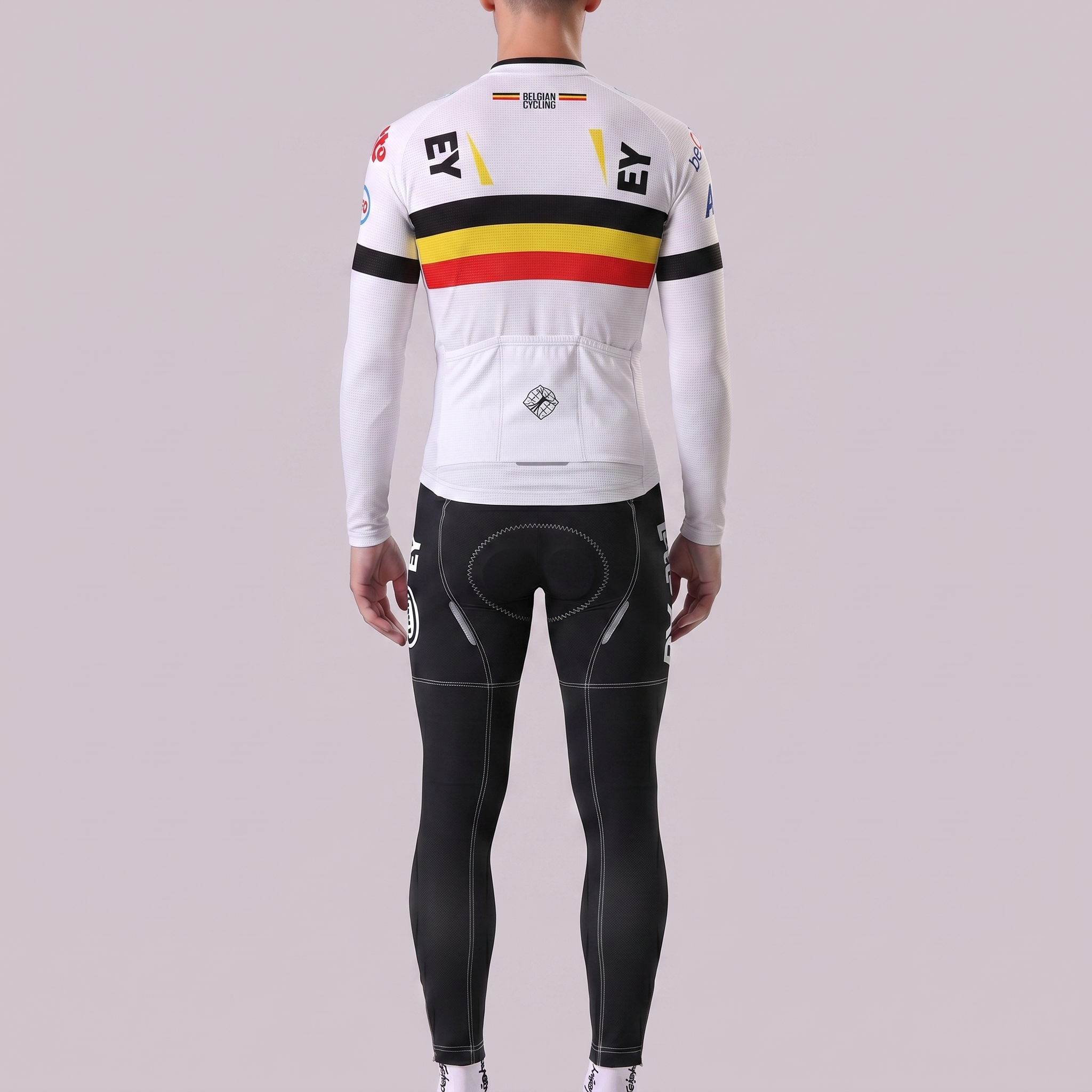 Belgium White Long Sleeves Cycling Kits