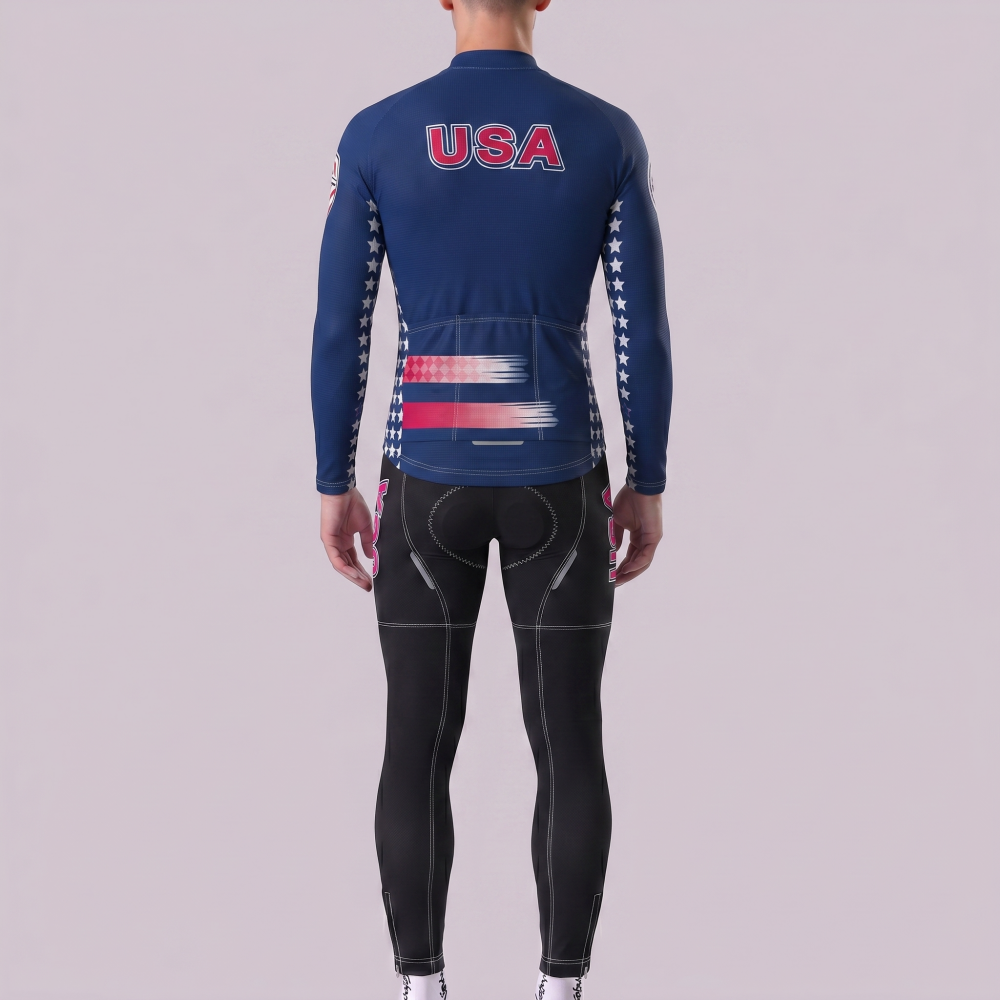 USA Stripes Long Sleeves Cycling Kits
