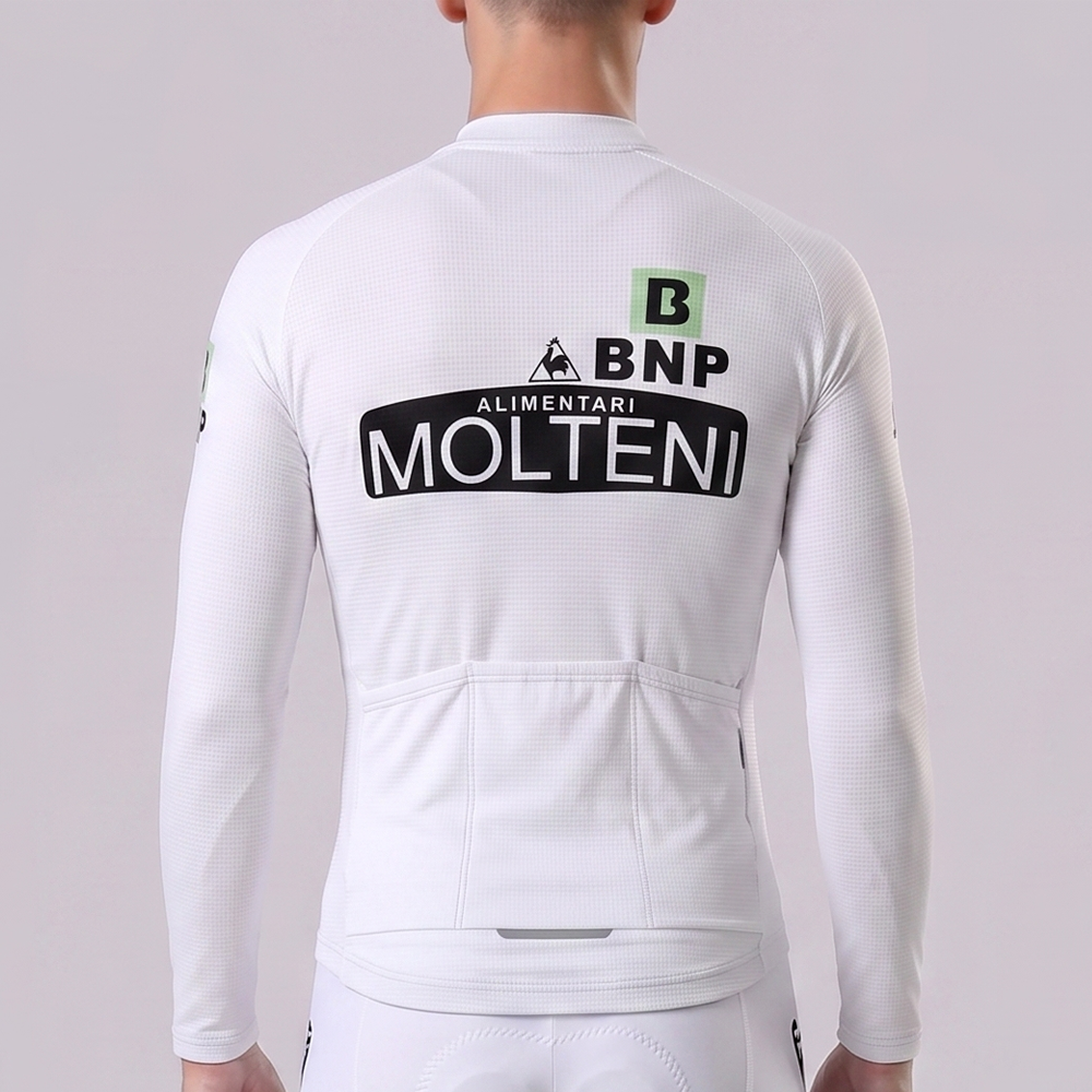 White MOLTENI Fleece Long Cycling Jersey